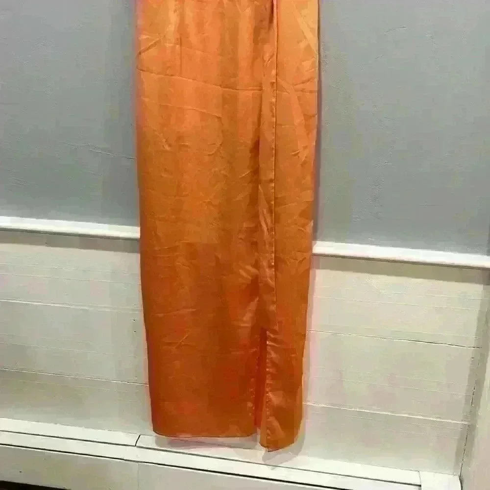 Boohoo Women's Satin Wrap Maxi Dress Orange Size 12 - Picture 7 of 12